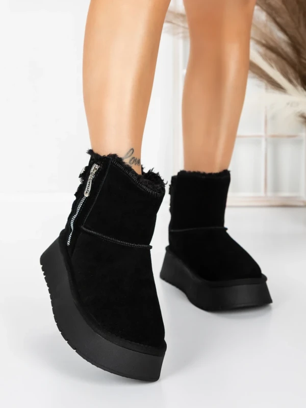 Ghete Dama din piele naturala 5WL105 BLACK | PANTOFUL