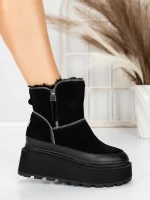 Ghete Dama din piele naturala 3ASJN75 BLACK | PANTOFUL