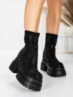 Ghete Dama cu Platforma 5SJN23 BLACK | MEI