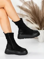 Ghete Dama cu Platforma 5AH66 ALL BLACK | MEI