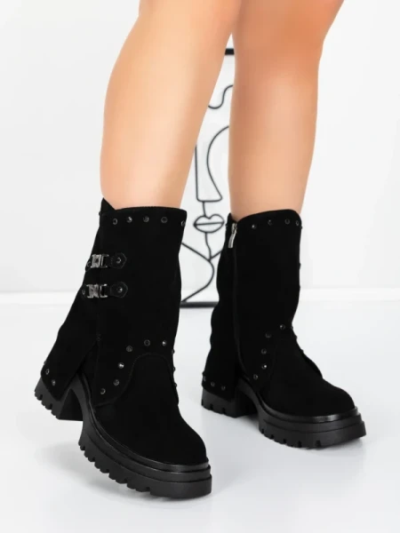 Ghete Dama din piele naturala 52AD1 BLACK | PANTOFUL