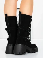 Ghete Dama din piele naturala 52AD11 BLACK | PANTOFUL