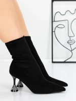 Botine cu Toc Subtire 5XKK67 BLACK | MEI