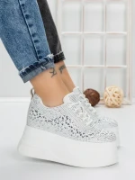 Pantofi Sport Dama cu Platforma 3592-1 WHITE | MEI