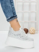 Pantofi Sport Dama cu Platforma 3592-1 WHITE | MEI