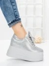 Pantofi Sport Dama cu Platforma 3591-6 SILVER | MEI
