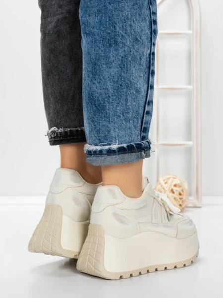 Pantofi Sport Dama cu Platforma 3570 BEIGE | MEI