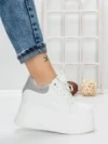 Pantofi Sport Dama cu Platforma 3592-7 WHITE-GREY | MEI