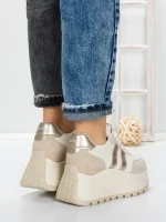 Pantofi Sport Dama cu Platforma 3596 BEIGE | MEI