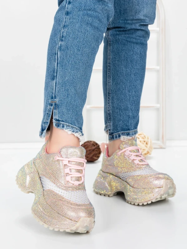 Pantofi Sport Dama cu Platforma 5WL109 PINK | MEI