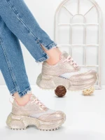 Pantofi Sport Dama cu Platforma 5WL109 PINK | MEI