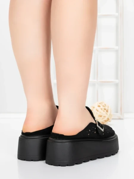 Papuci Dama cu Platforma 5WL113 BLACK | MEI