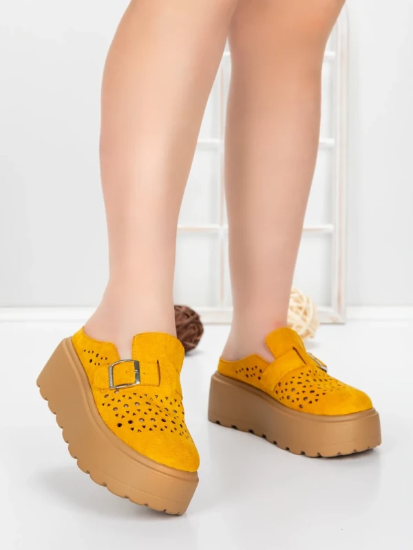 Papuci Dama cu Platforma 5WL113 YELLOW | MEI