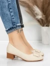 Pantofi cu toc din piele naturala 6885 CREAM | ADVANCER