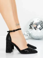Pantofi cu Toc Gros 5XKK76 BLACK | MEI