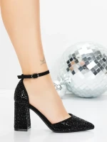 Pantofi cu Toc Gros 5XKK76 BLACK | MEI