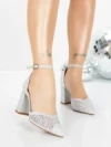 Pantofi cu Toc Gros 5XKK83 SILVER | MEI