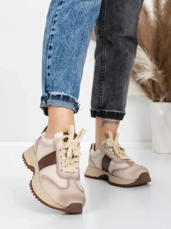 Pantofi Sport Dama din piele naturala KM3309 COFFEE | ADVANCER
