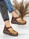 Sandale Dama din piele naturala 10682 YELLOW-BROWN | ADVANCER