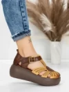 Sandale Dama din piele naturala 10682 YELLOW-BROWN | ADVANCER