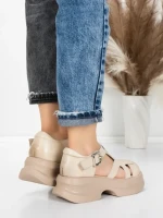 Sandale Dama din piele naturala 10668 CREAM | ADVANCER