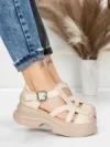 Sandale Dama din piele naturala 10668 CREAM | ADVANCER