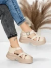 Sandale Dama din piele naturala 10668 CREAM | ADVANCER
