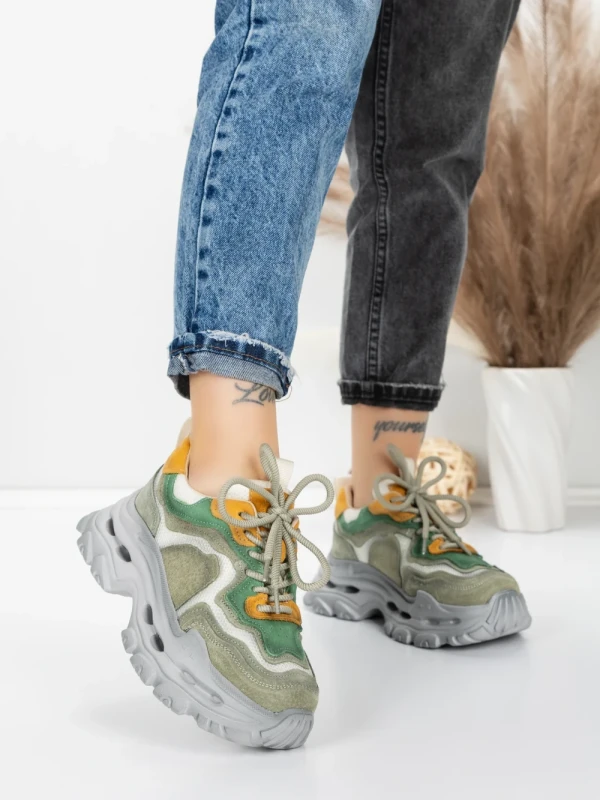 Pantofi Sport Dama din piele naturala HY2926-1 LIGHT GREEN | FRANCO GERARDO