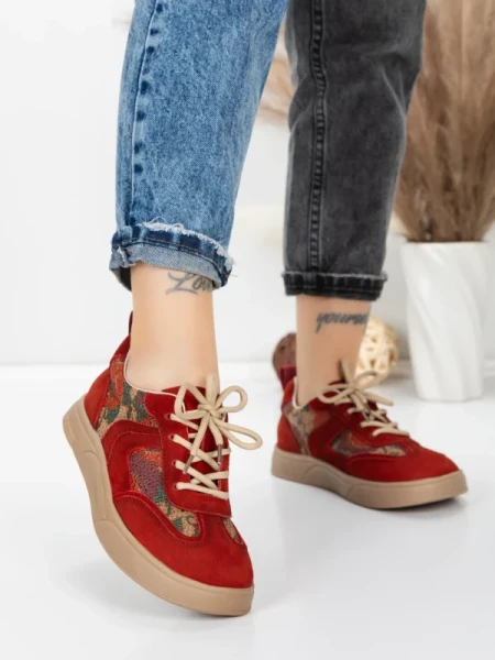 Pantofi Sport Dama din piele naturala 2536 RED | FRANCO GERARDO