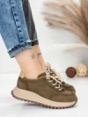 Pantofi Sport Dama din piele naturala 88022 KHAKI | FRANCO GERARDO