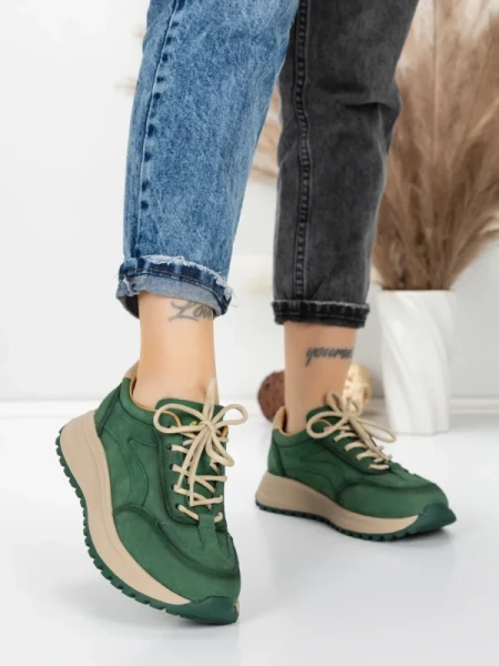 Pantofi Sport Dama din piele naturala 88022 GREEN | FRANCO GERARDO