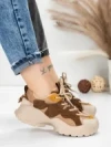 Pantofi Sport Dama din piele naturala 7110 COFFEE-CREAM | FRANCO GERARDO
