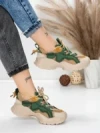Pantofi Sport Dama din piele naturala 7110 GREEN-CREAM | FRANCO GERARDO