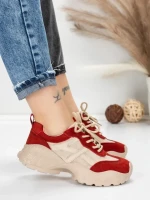 Pantofi Sport Dama din piele naturala 7109 RED-CREAM | FRANCO GERARDO