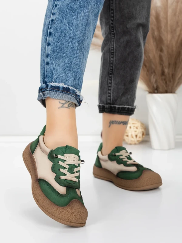 Pantofi Sport Dama din piele naturala 65852 GREEN | FRANCO GERARDO