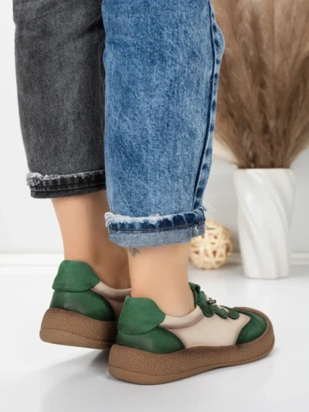 Pantofi Sport Dama din piele naturala 65852 GREEN | FRANCO GERARDO