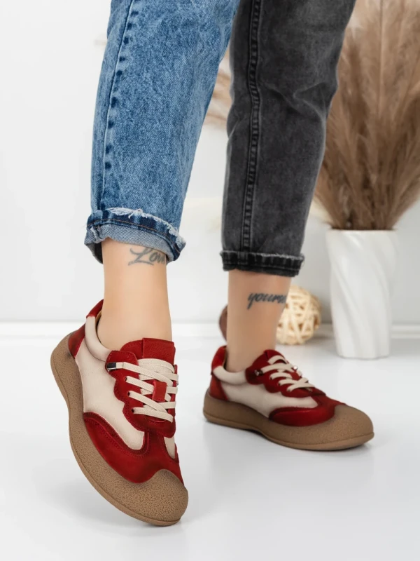 Pantofi Sport Dama din piele naturala 65852 RED | FRANCO GERARDO