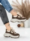 Pantofi Sport Dama din piele naturala HY1333 COFFEE-CREAM | FRANCO GERARDO