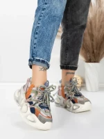 Pantofi Sport Dama din piele naturala HY8988-1 ORANGE-BLUE | FRANCO GERARDO