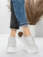 Pantofi Sport Dama cu Platforma 569-67 WHITE | MEI