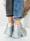 Pantofi Sport Dama cu Platforma 6166-95 SILVER | MEI