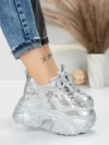 Pantofi Sport Dama cu Platforma 6166-95 SILVER | MEI