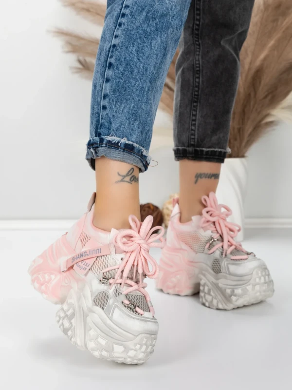 Pantofi Sport Dama cu Platforma 6166-113 PINK | MEI