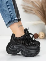 Pantofi Sport Dama cu Platforma 0897-36 BLACK | MEI