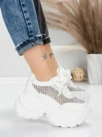 Pantofi Sport Dama cu Platforma 0897-36 WHITE | MEI