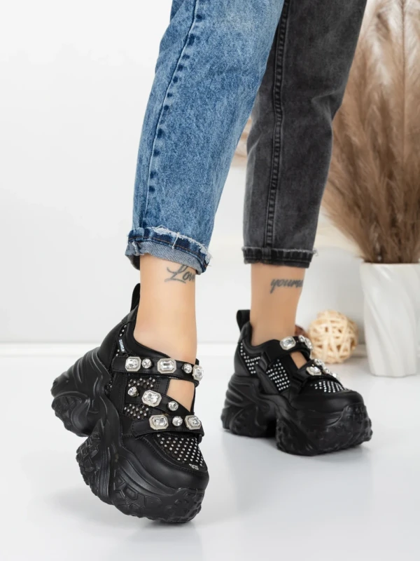 Pantofi Sport Dama cu Platforma 6166-80 BLACK | MEI