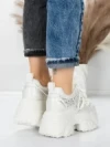 Pantofi Sport Dama cu Platforma 6166-88 WHITE | MEI