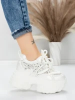 Pantofi Sport Dama cu Platforma 6166-88 WHITE | MEI
