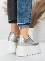 Pantofi Sport Dama cu Platforma 6208-35 SILVER | MEI
