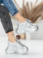 Pantofi Sport Dama cu Platforma 8307-2 SILVER | MEI